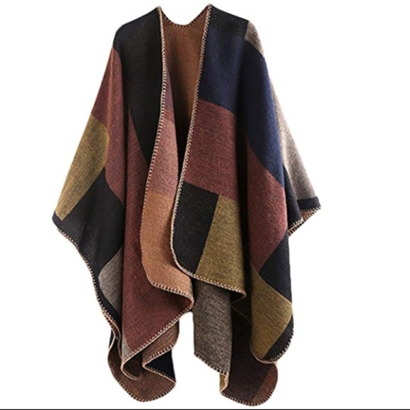 RESTOCK NWT Fall Colors Autumn Blanket Poncho Coat - Picture 2 of 8